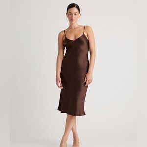 Quince Small Silk Slip Dress - Hot Fudge